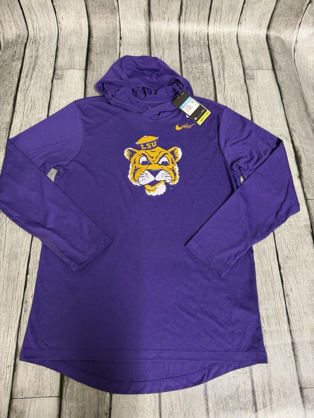 NWT Men's Nike Purple LSU Tigers Long Sleeve Hoodie Tri-Blend Tee Sz Medium